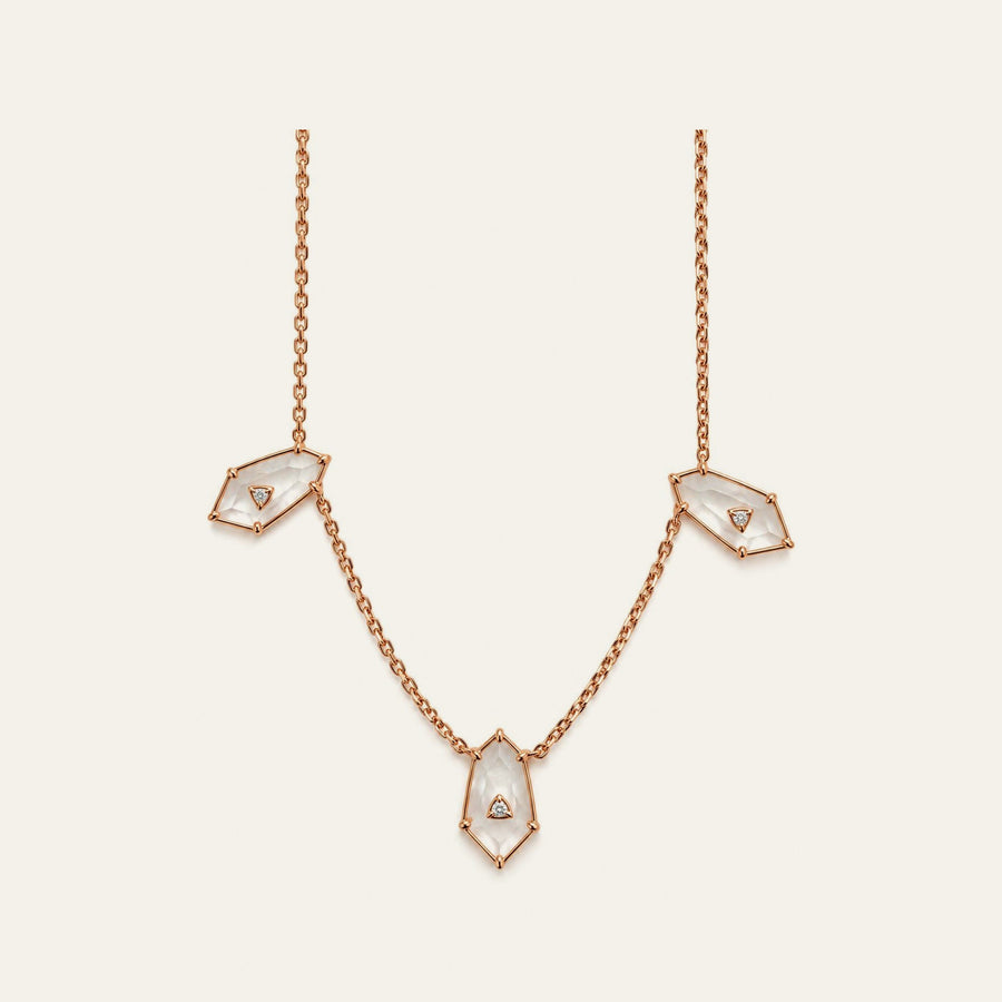 Crystal Prisme Pendant Necklace — Small in 18K rose gold with crystal and diamonds