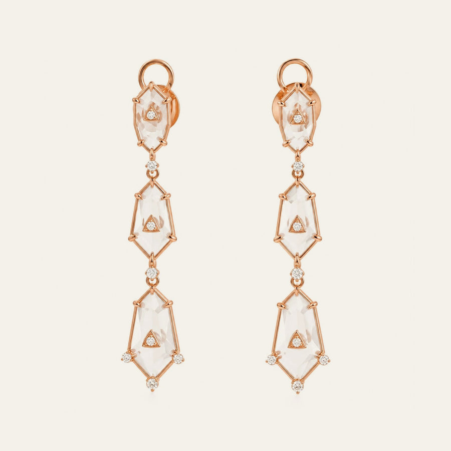 Crystal Prisme Drop Earrings in 18K rose gold with crystal and diamonds