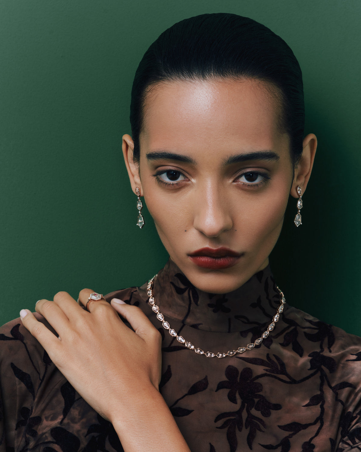 Crystal Prisme Drop Earrings, worn