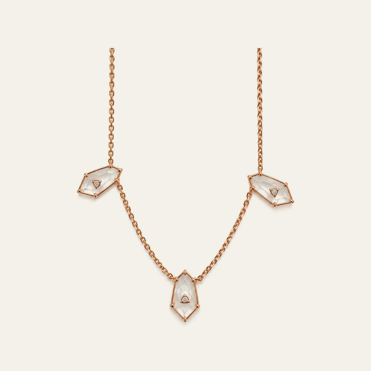 Crystal Prisme Pendant Necklace — Small in 18K rose gold with crystal and diamonds