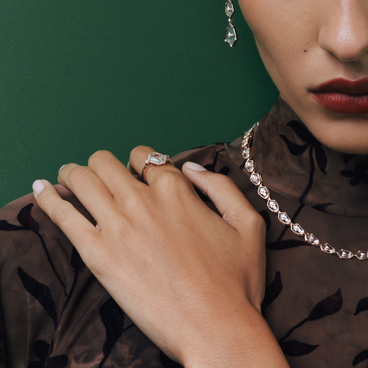 Crystal Prisme Statement Ring, worn