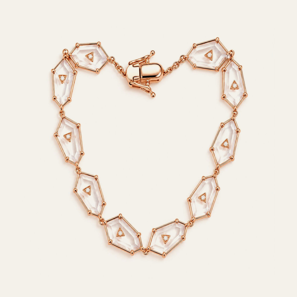 Crystal Prisme Link Bracelet in 18K rose gold with crystal and diamonds