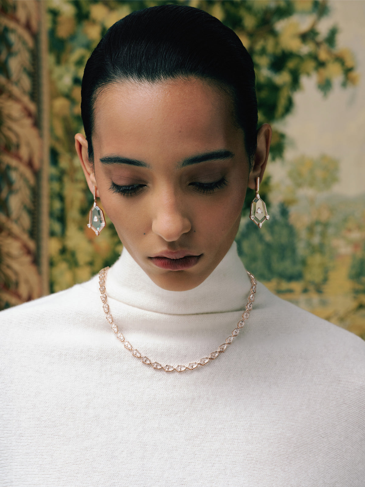 Crystal Prisme Charm Choker, worn