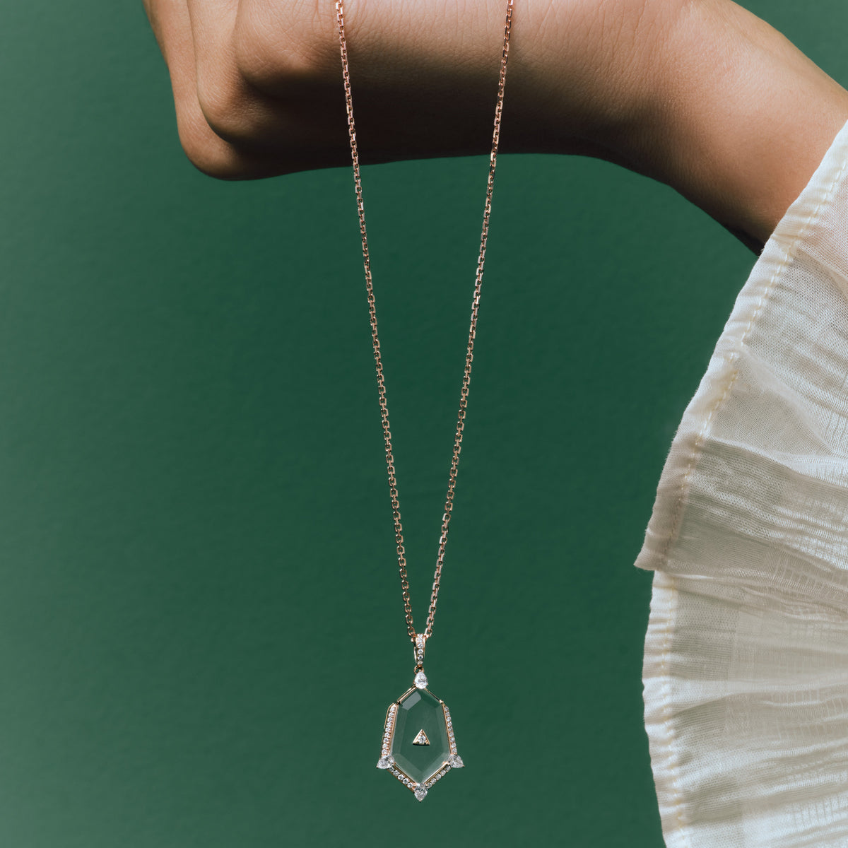 Crystal Prisme Statement Pendant — Large, worn