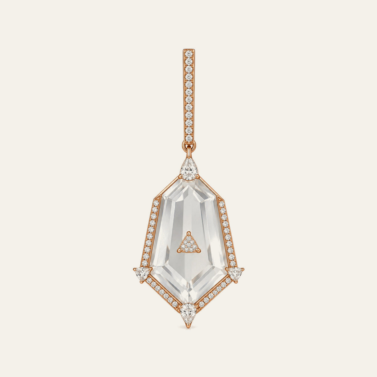 Crystal Prisme Statement Drop Earrings in 18K rose gold with crystal and diamonds