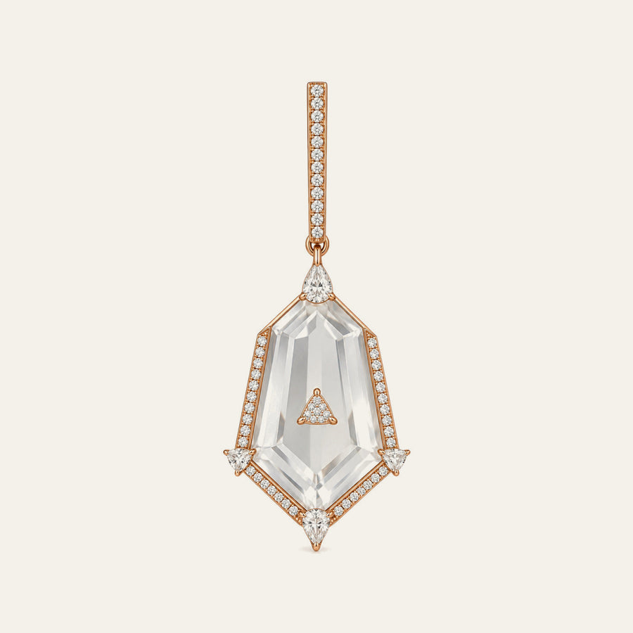 Crystal Prisme Statement Drop Earrings in 18K rose gold with crystal and diamonds