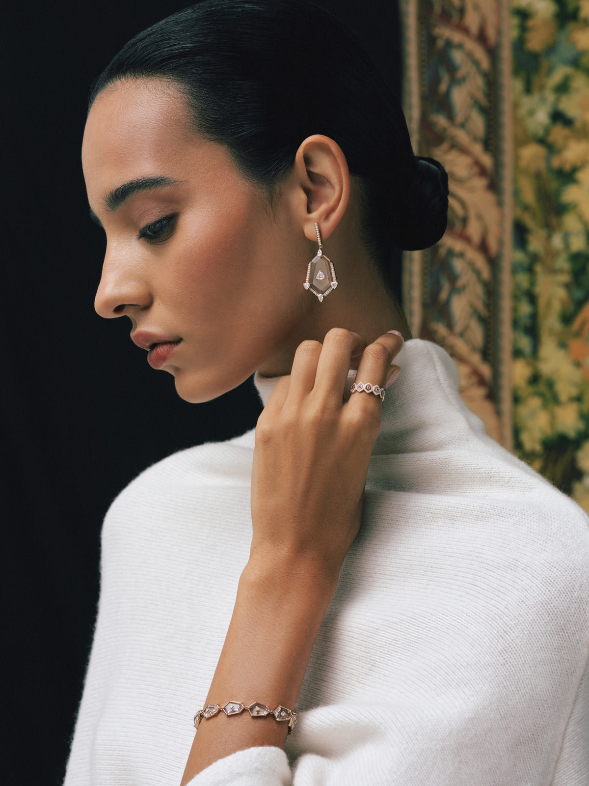 Crystal Prisme Statement Drop Earrings, worn