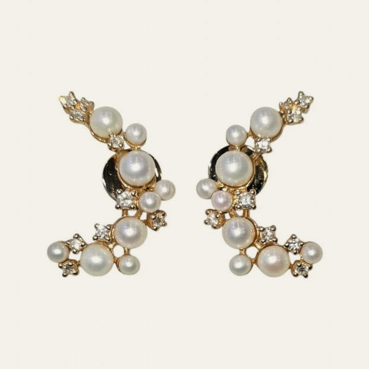 Pearl C-Shape Earrings, second view