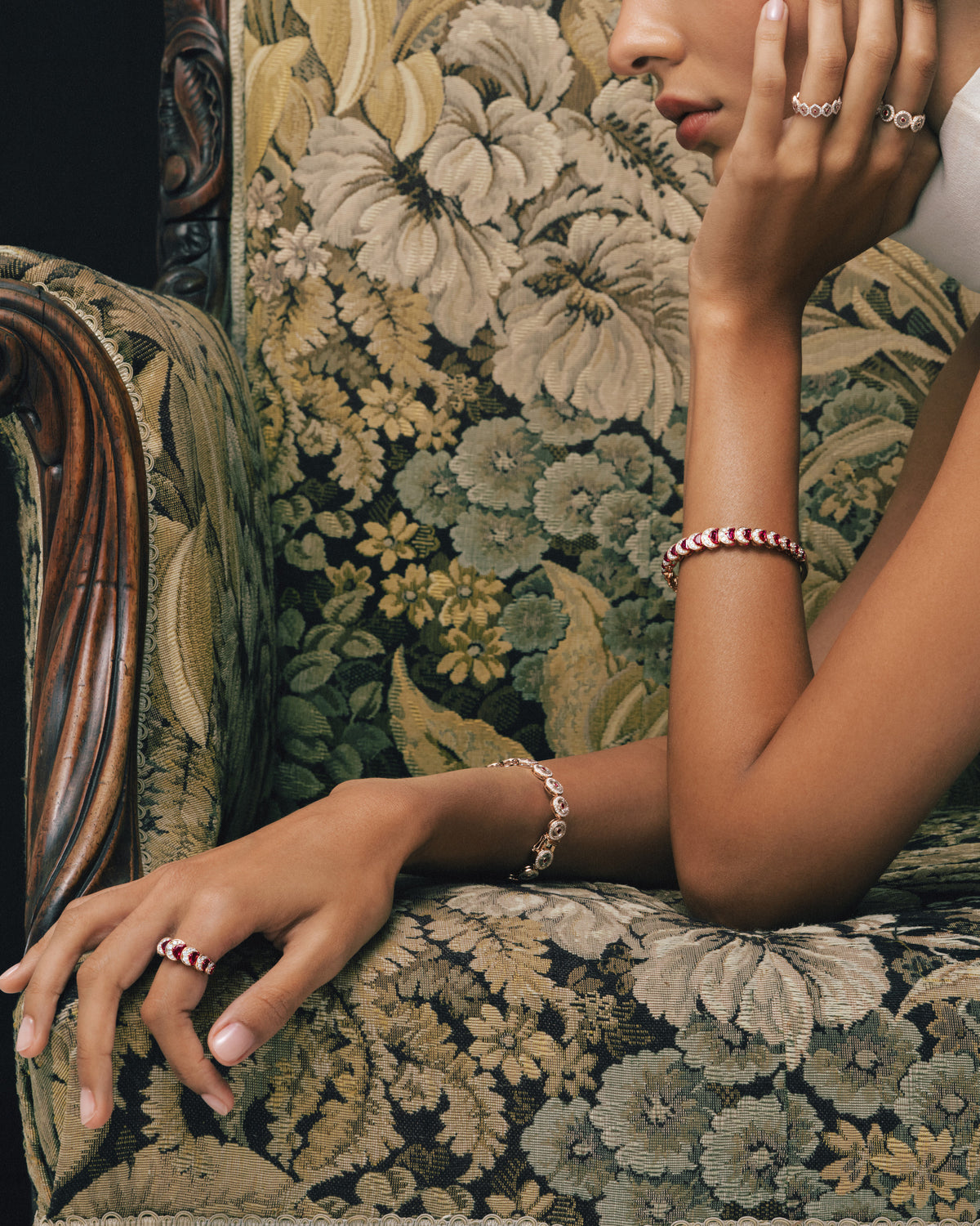 Ruby Crescent Bangle, worn