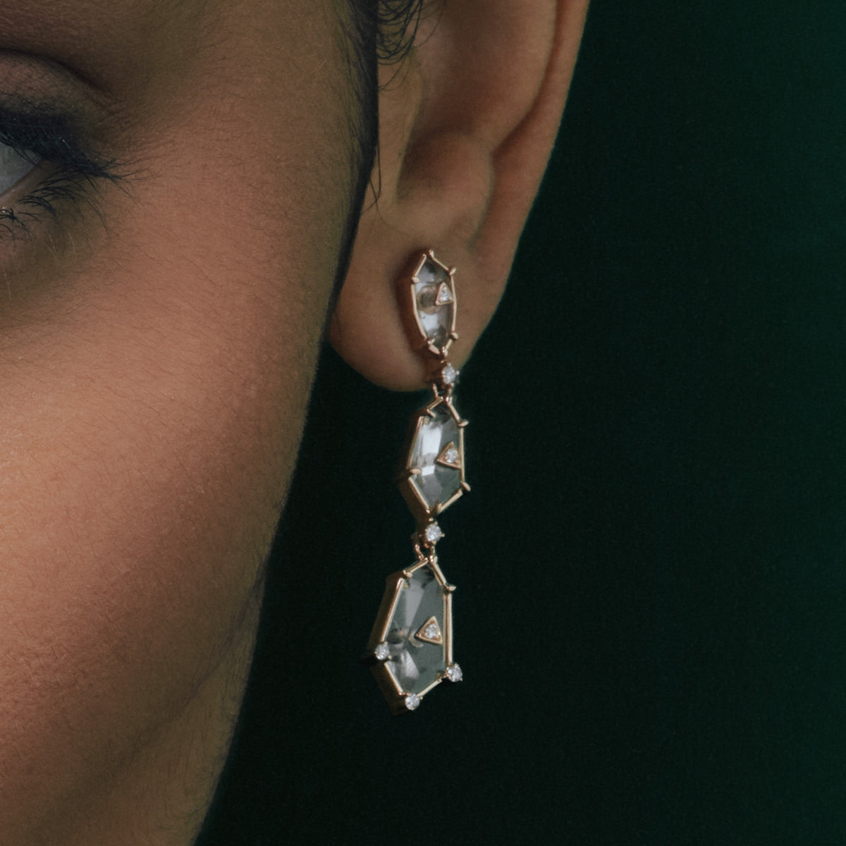 Crystal Prisme Drop Earrings, close-up