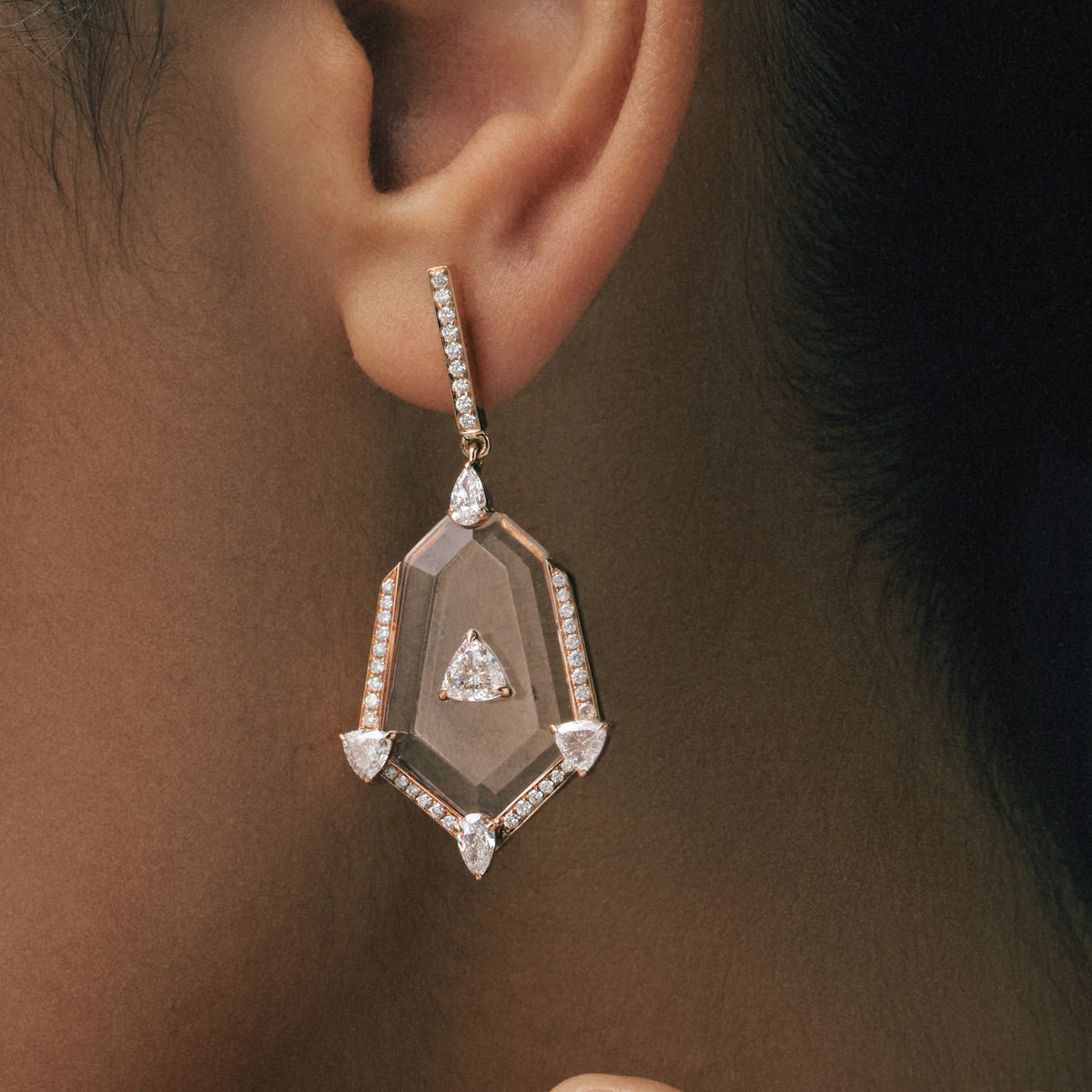 Crystal Prisme Statement Drop Earrings, close-up