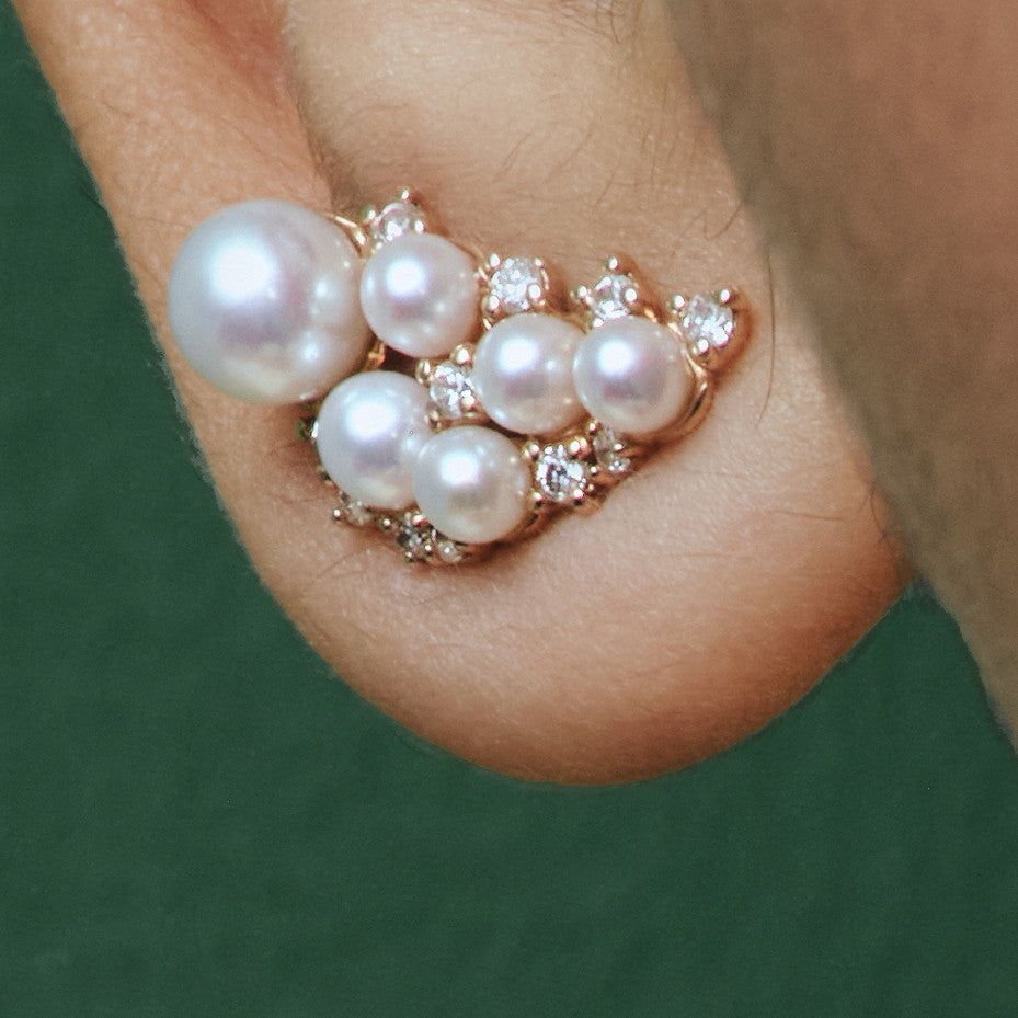 Pearl Wing Earrings, close-up